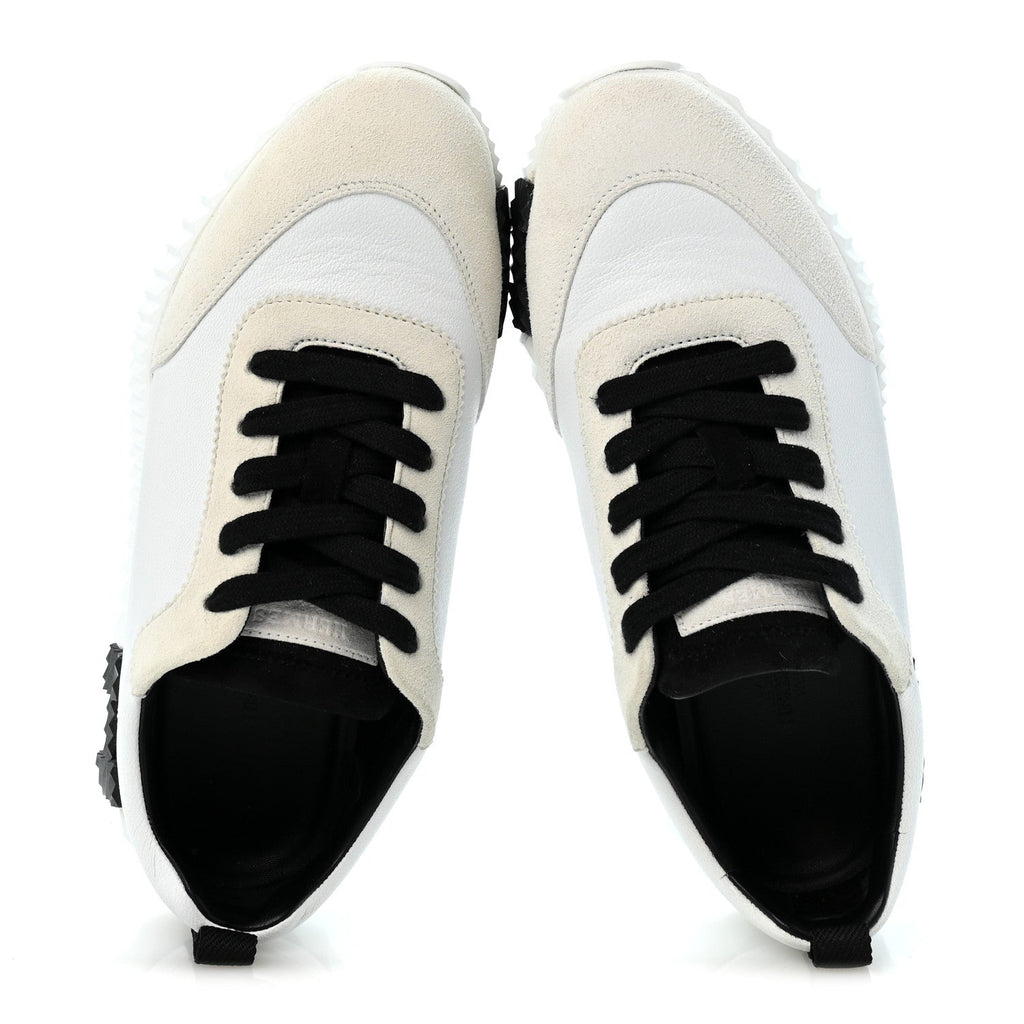 Calfskin Suede Goatskin Bouncing Sneakers 36.5 White Black wholesalehk.shop