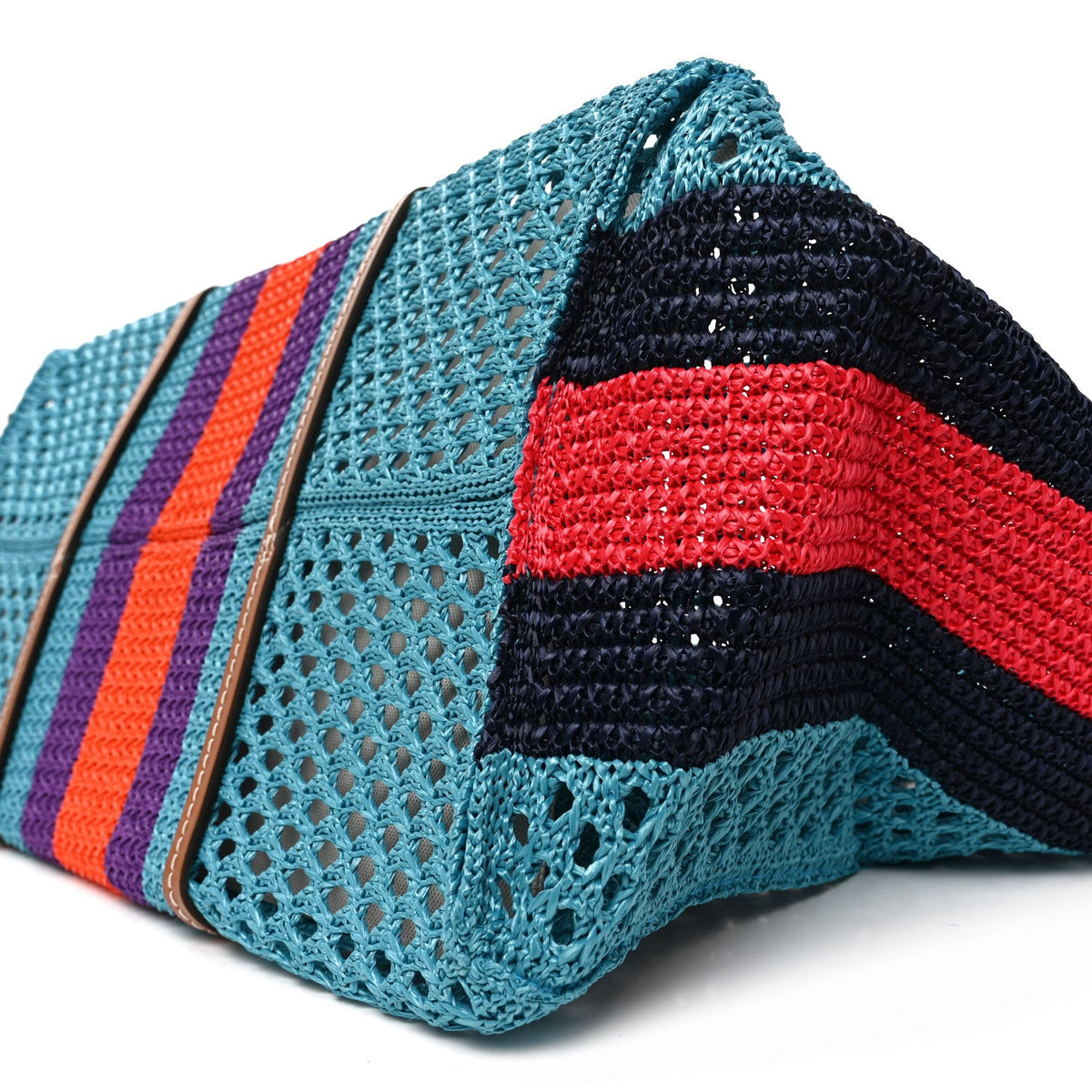 Raffia Web Woven Interlocking G Tote Blue Multicolor wholesalehk.shop