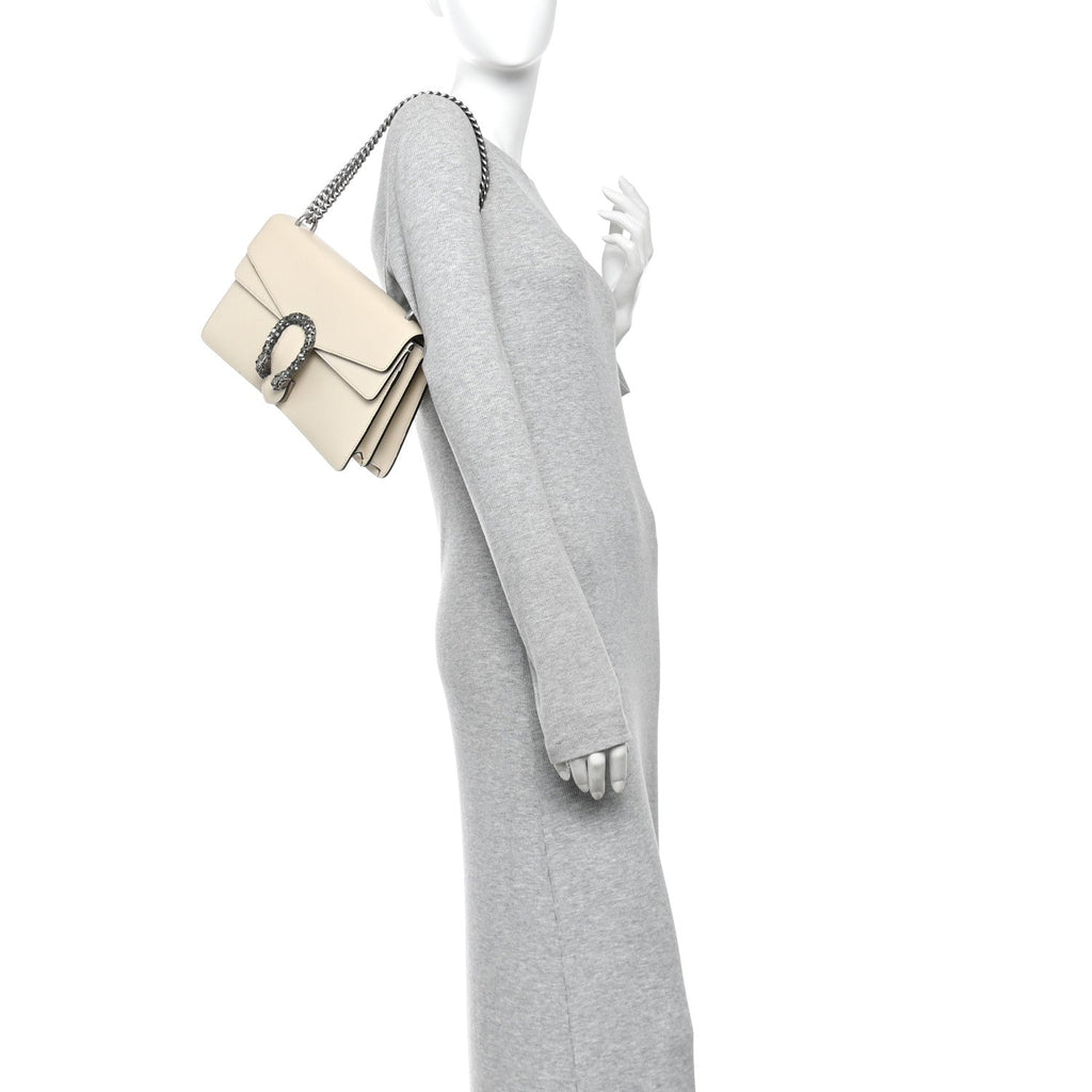 Textured Calfskin Crystal Small Dionysus Shoulder Bag Mystic White wholesalehk.shop