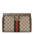 GG Supreme Monogram Web Small Ophidia Chain Shoulder Bag Brown wholesalehk.shop