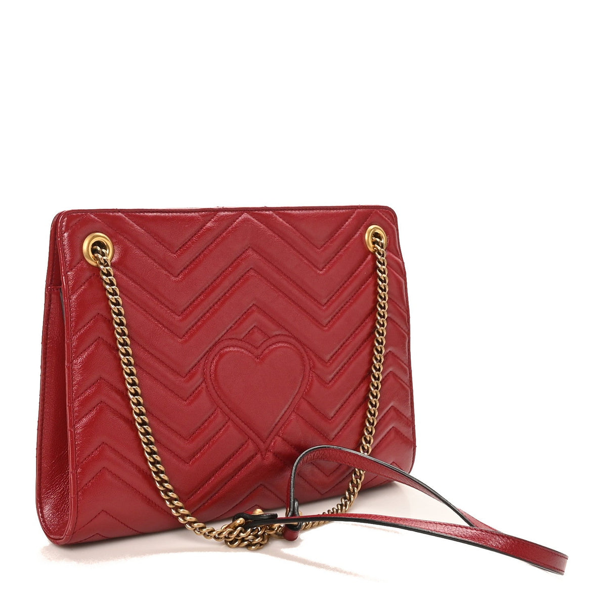 Azalea Calfskin Matelasse Heart Medium GG Marmont Slim Shoulder Bag Romantic Cerise wholesalehk.shop