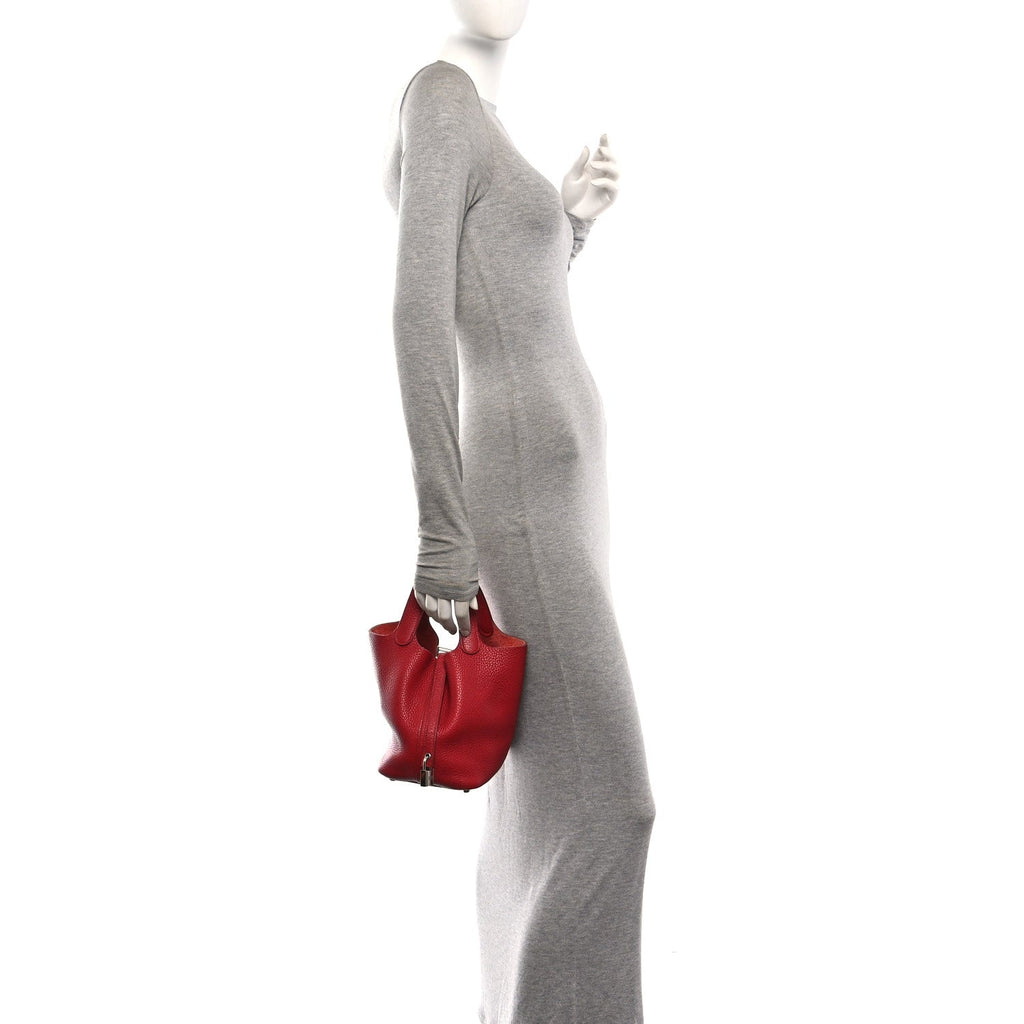 Taurillon Clemence Picotin Lock 18 PM Rouge Garance £¨ Direct shipment via from wholesalehk.shop