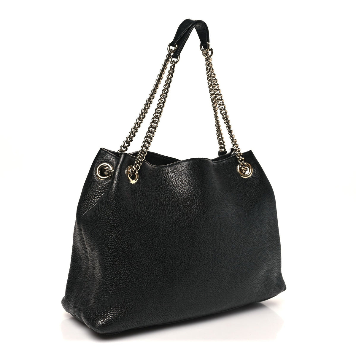 Pebbled Calfskin Medium Soho Chain Shoulder Bag Black wholesalehk.shop