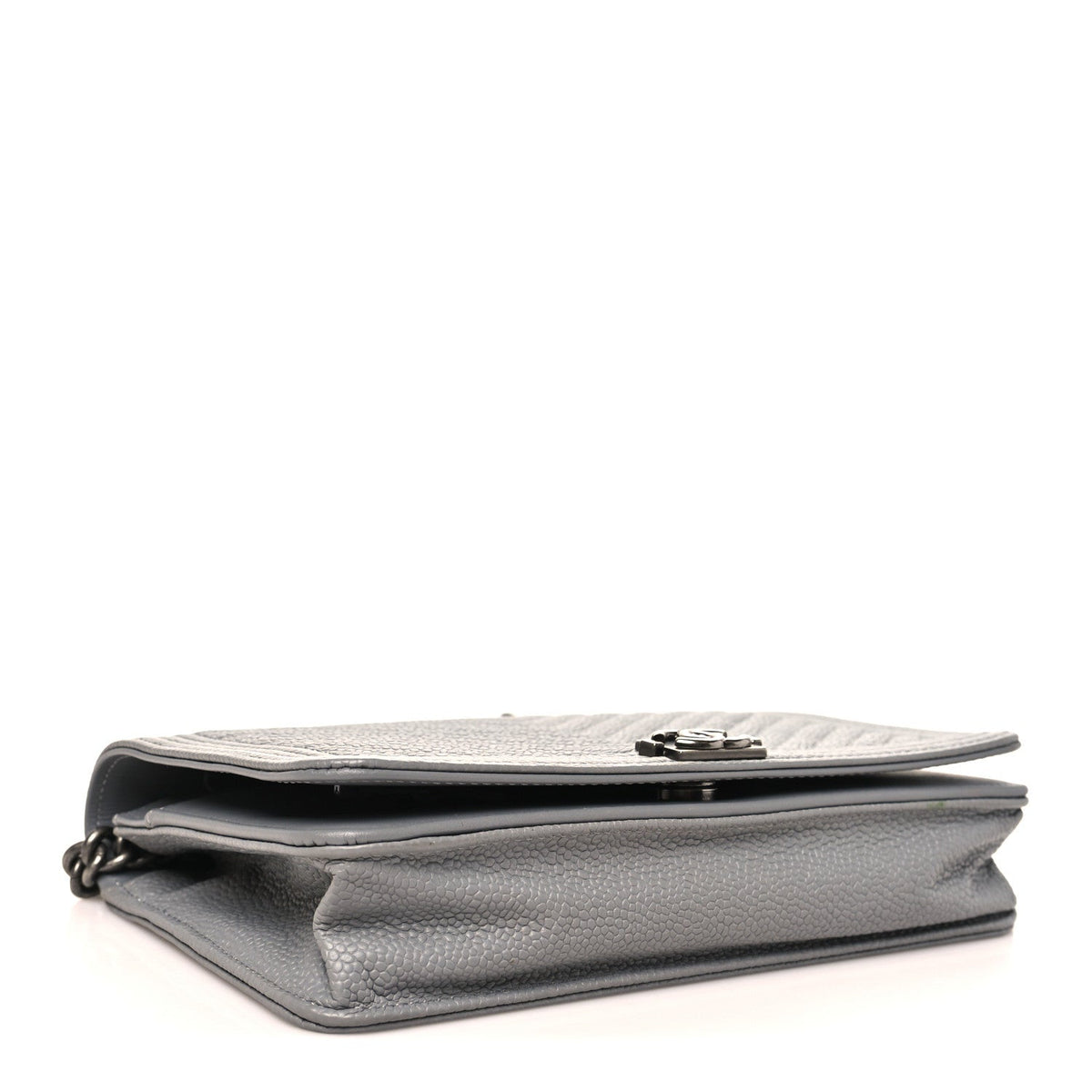 Caviar Chevron Quilted Boy Wallet On Chain WOC Grey wholesalehk.shop