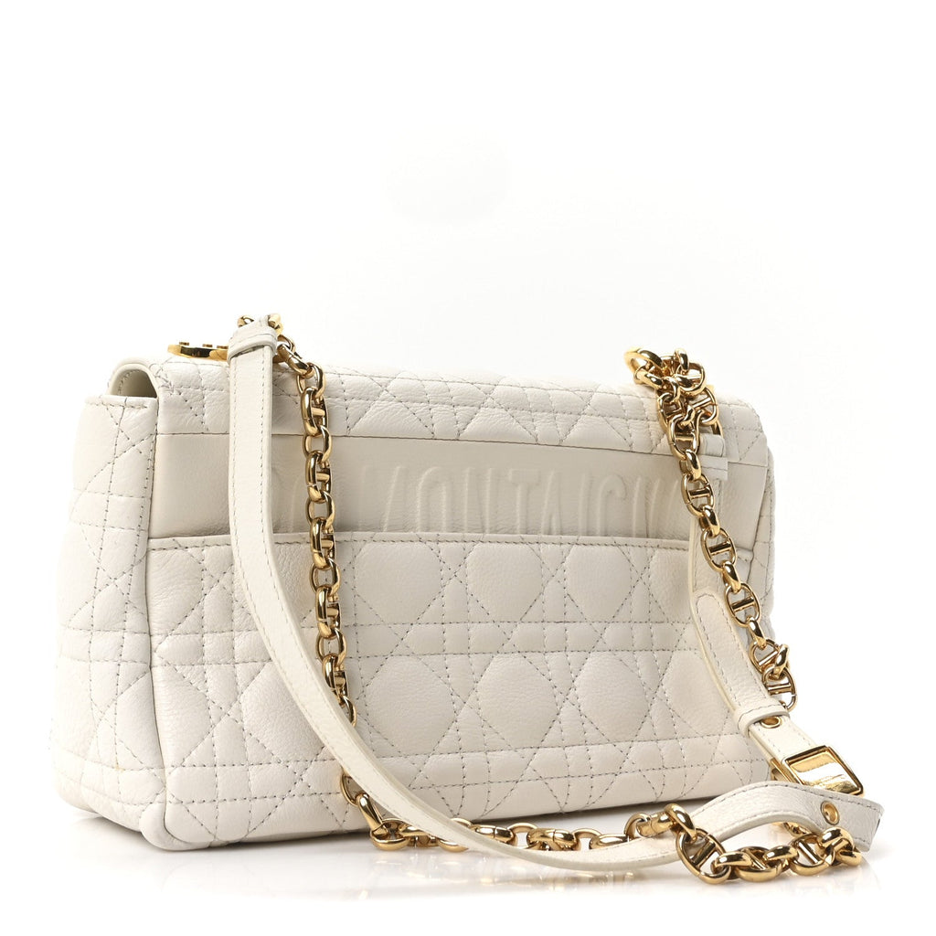 Supple Calfskin Cannage Medium Caro Bag Ivory wholesalehk.shop