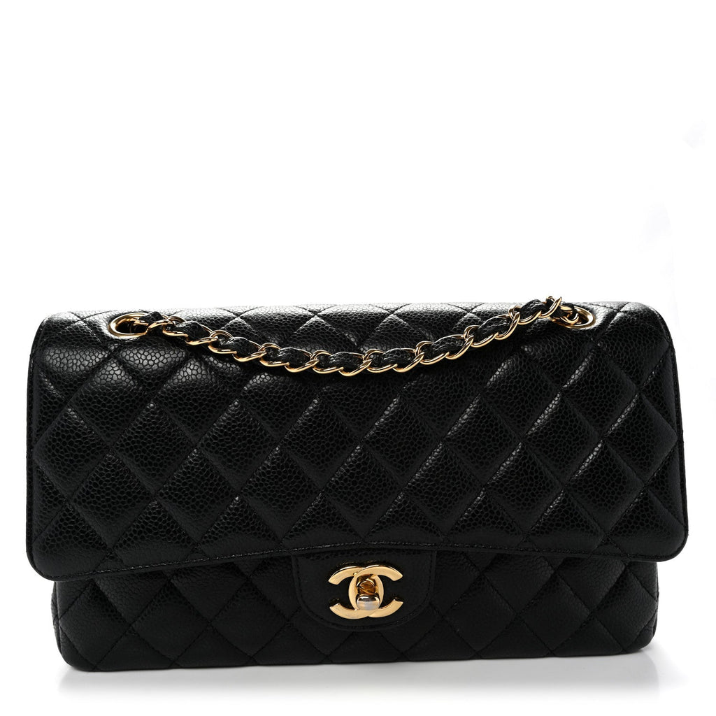 Caviar Quilted Medium Double Flap Black wholesalehk.shop