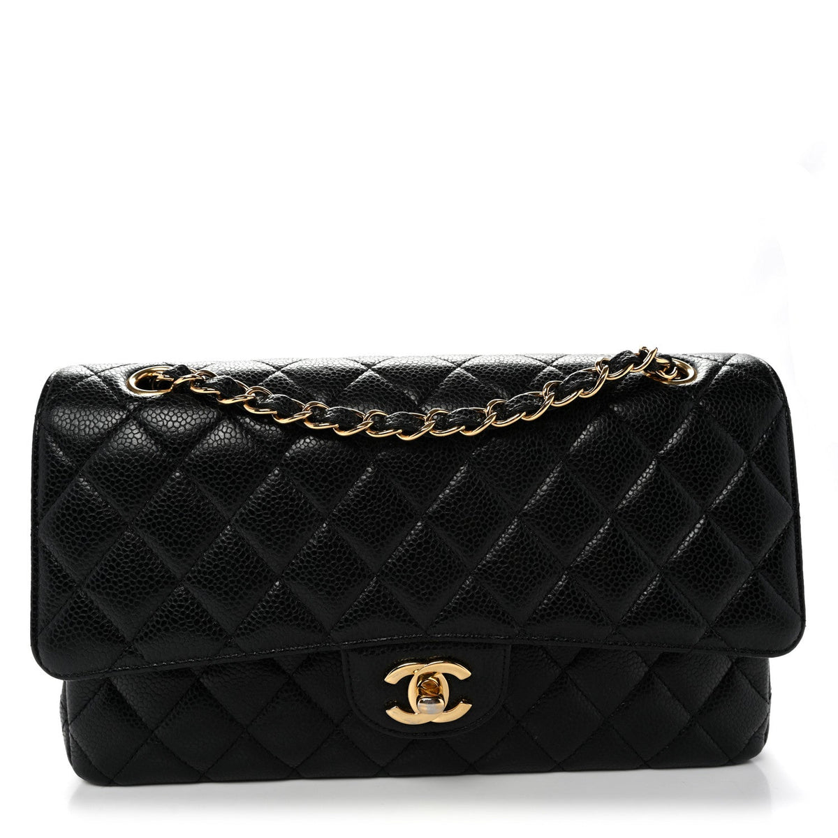 Caviar Quilted Medium Double Flap Black wholesalehk.shop