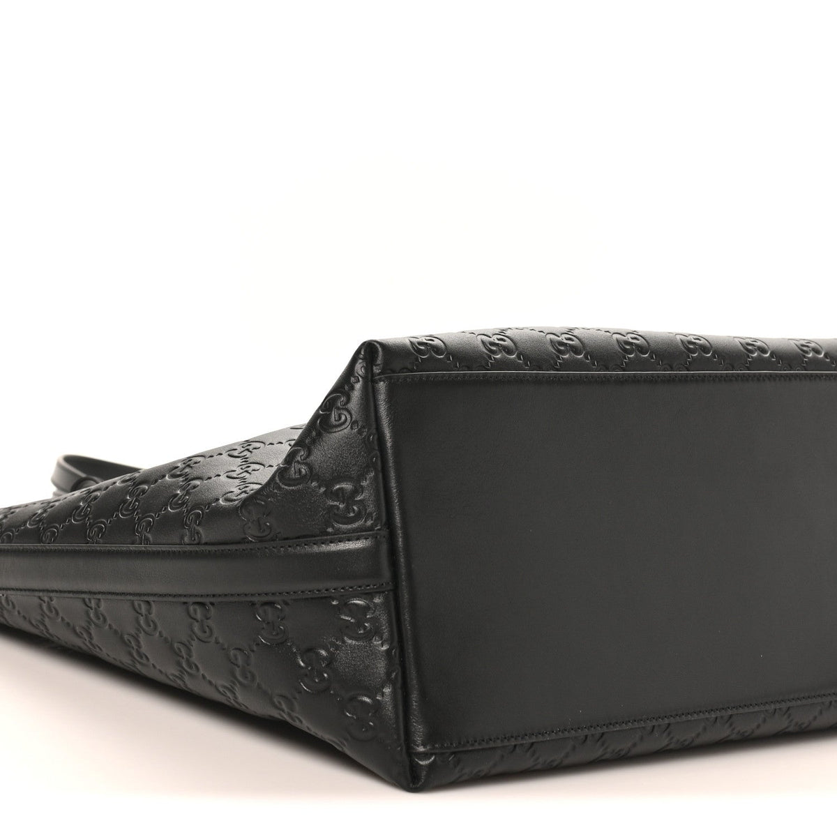 GG Calfskin Embossed Emblem Large Tote Bag Black wholesalehk.shop