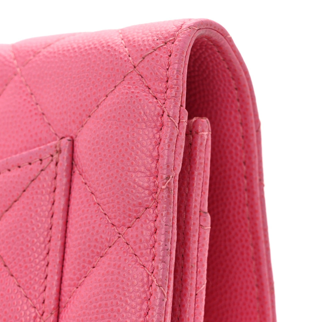 Caviar Quilted Wallet on Chain WOC Pink wholesalehk.shop