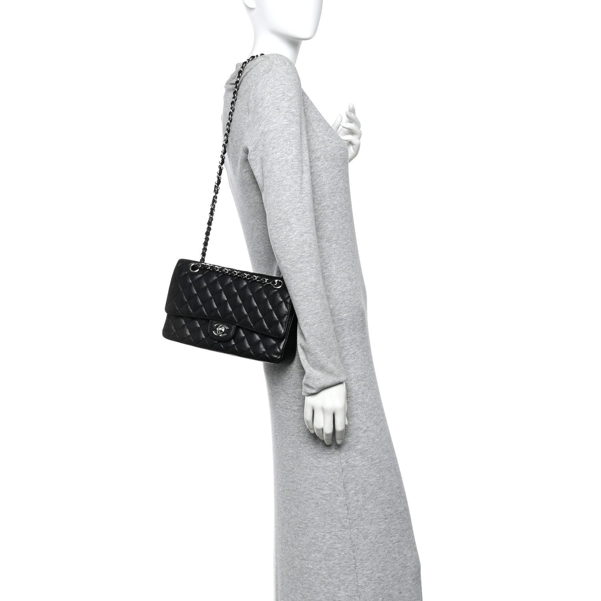 Caviar Quilted Medium Double Flap Black wholesalehk.shop