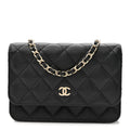 Caviar Quilted Mini Wallet On Chain WOC Black wholesalehk.shop