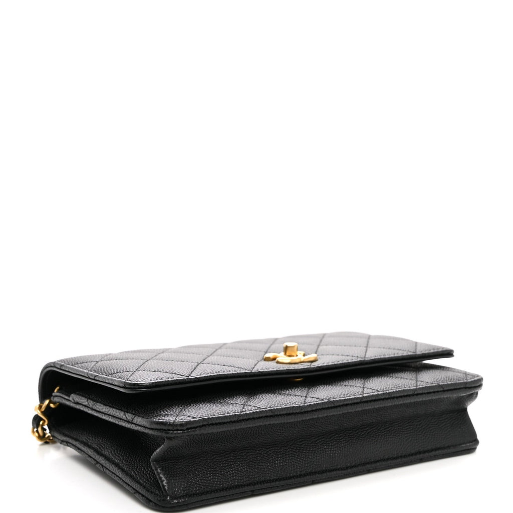 Caviar Quilted Coco Stamps Wallet On Chain WOC Black wholesalehk.shop
