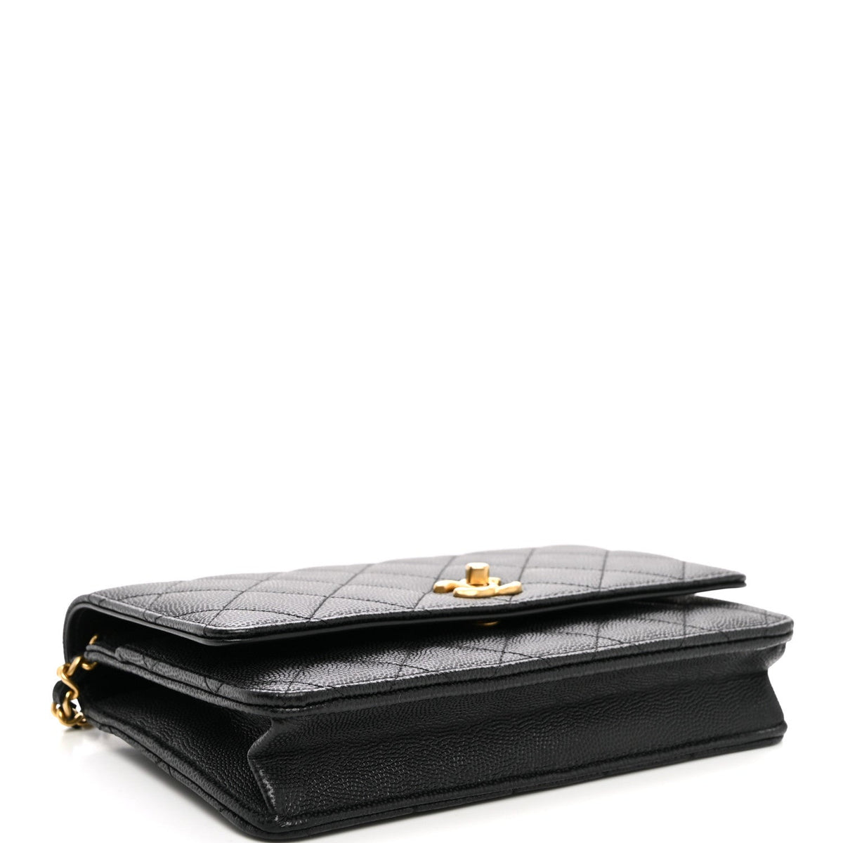Caviar Quilted Coco Stamps Wallet On Chain WOC Black wholesalehk.shop