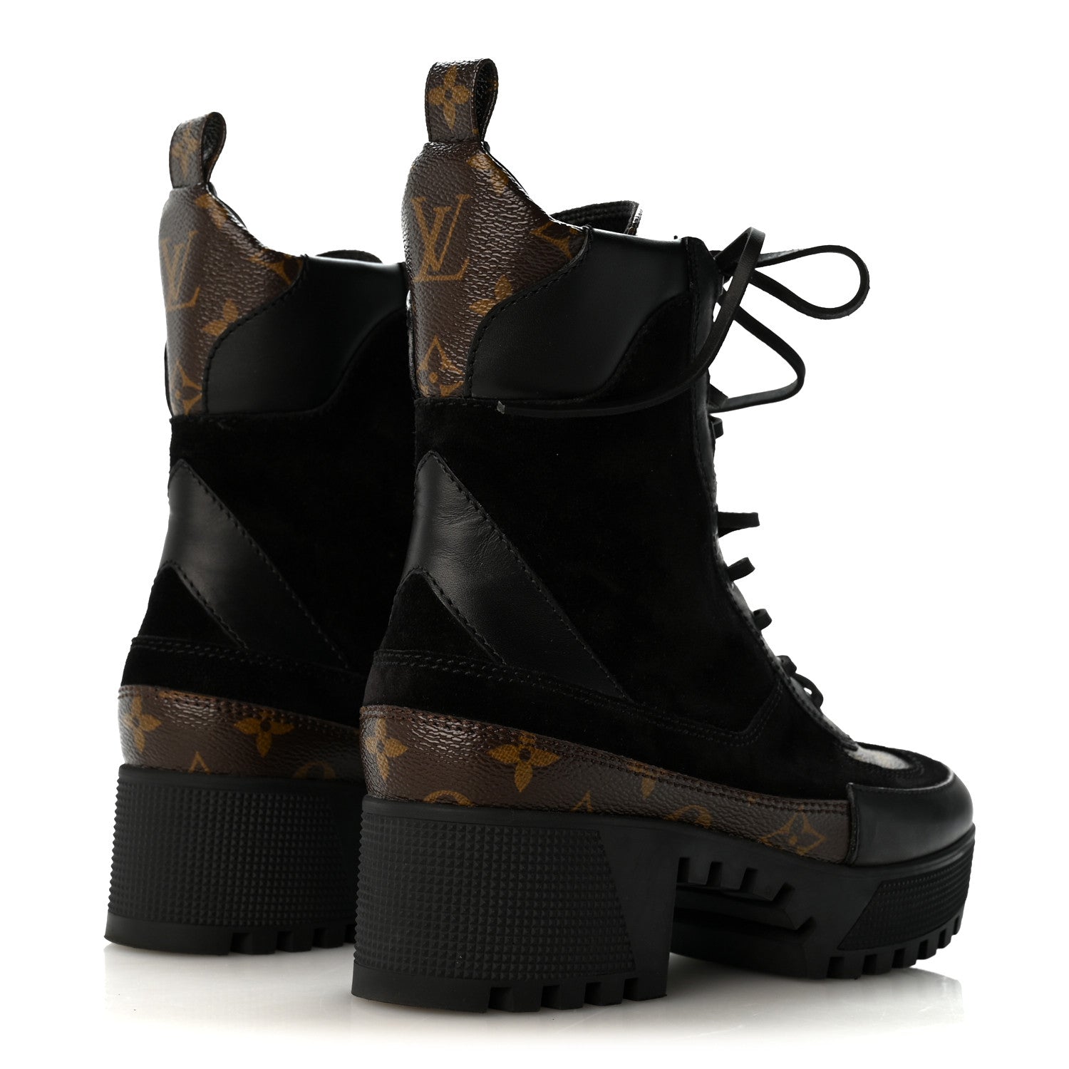 Suede Calfskin Monogram Laureate Platform Desert Boots 36.5 Black £¨ Direct shipment via from wholesalehk.shop