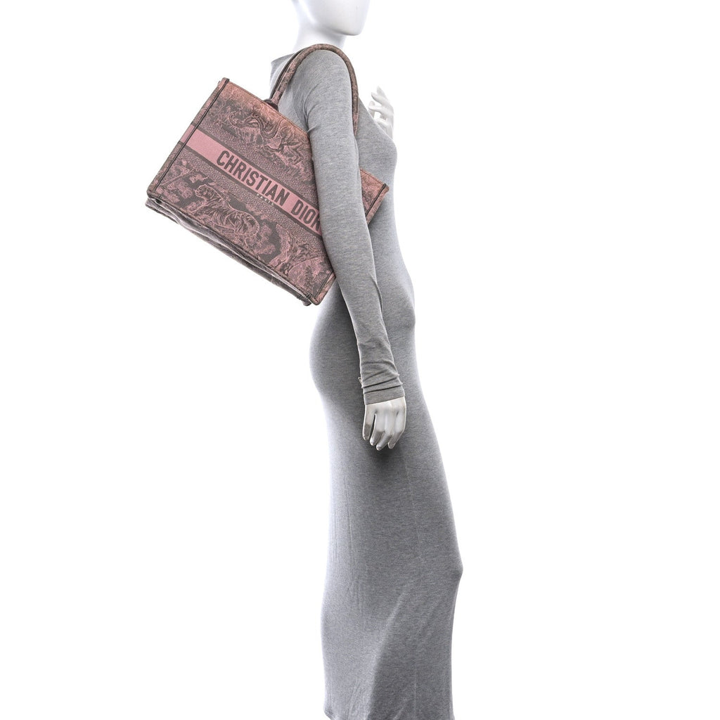 Canvas Embroidered Medium Dioriviera Toile De Jouy Book Tote Pink Grey £¨ Direct shipment via from wholesalehk.shop