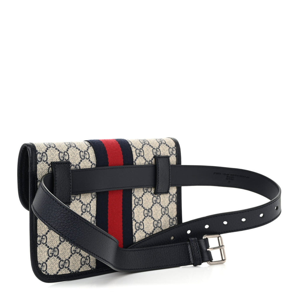 GG Supreme Monogram Web Small Ophidia Belt Bag 90 36 Beige Navy wholesalehk.shop