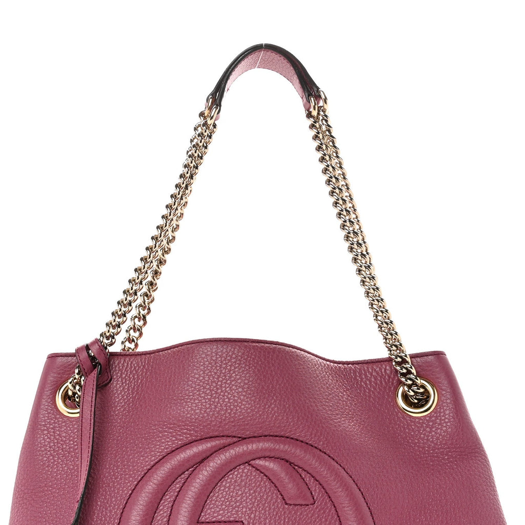 Pebbled Calfskin Medium Soho Chain Shoulder Bag Peonia Flower wholesalehk.shop
