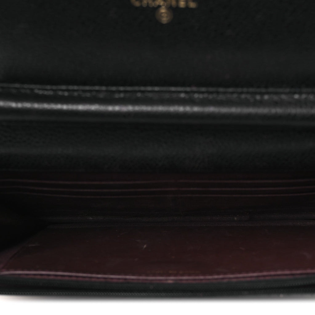 Caviar Quilted Wallet on Chain WOC Black wholesalehk.shop