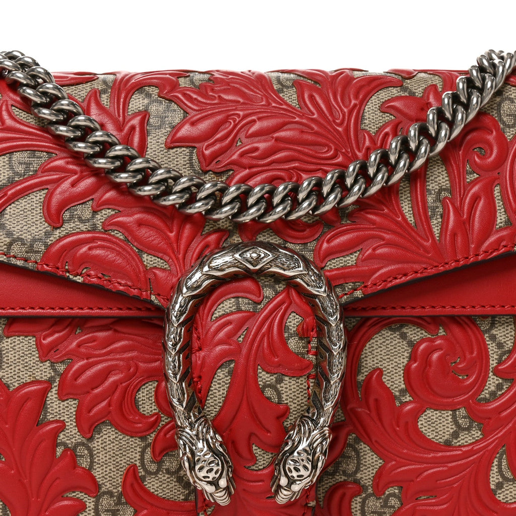 GG Supreme Monogram Arabesque Dionysus Shoulder Bag Hibiscus Red wholesalehk.shop