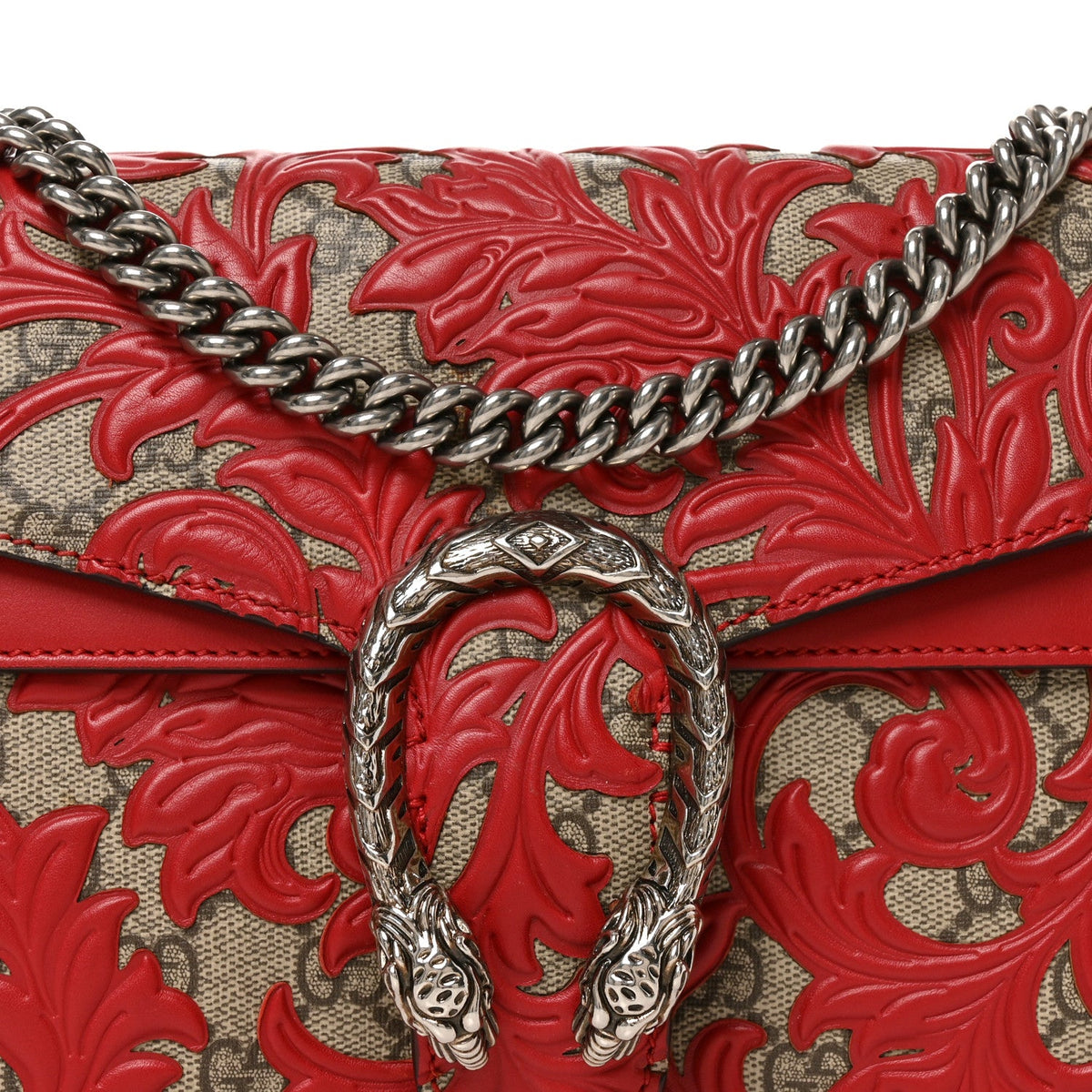 GG Supreme Monogram Arabesque Dionysus Shoulder Bag Hibiscus Red wholesalehk.shop