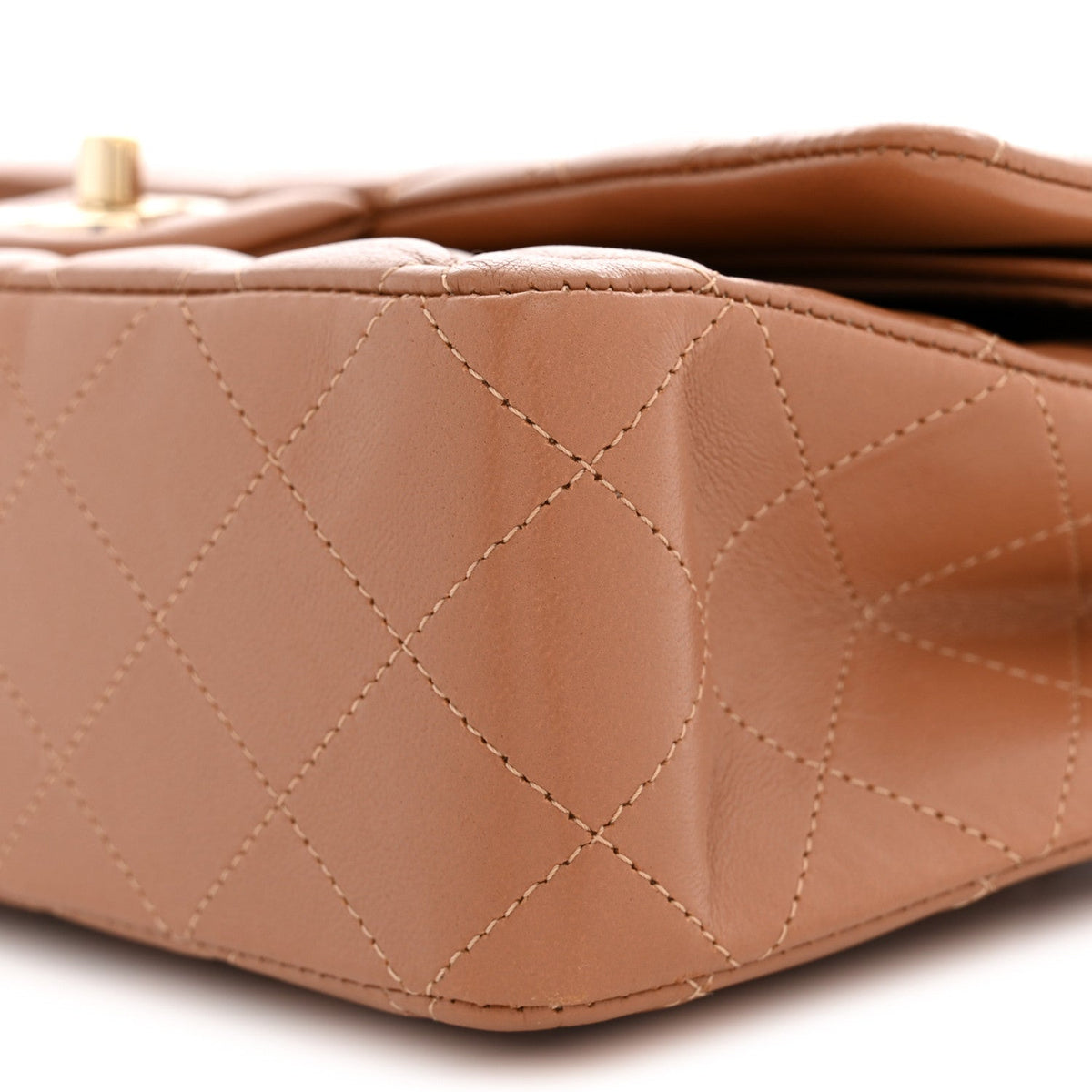Lambskin Quilted Medium Double Flap Brown wholesalehk.shop