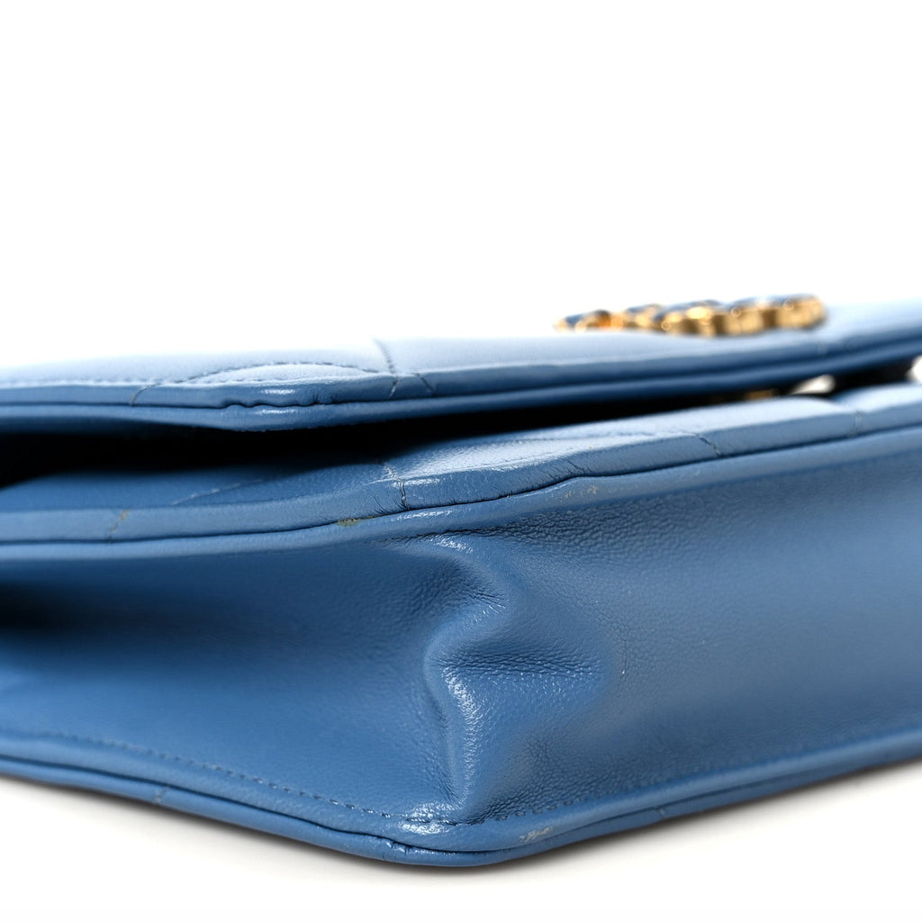 Lambskin Quilted Chanel 19 Wallet On Chain WOC Blue wholesalehk.shop