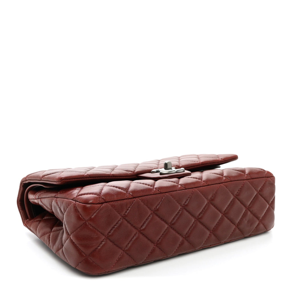 Lambskin Quilted Medium Double Flap Burgundy wholesalehk.shop