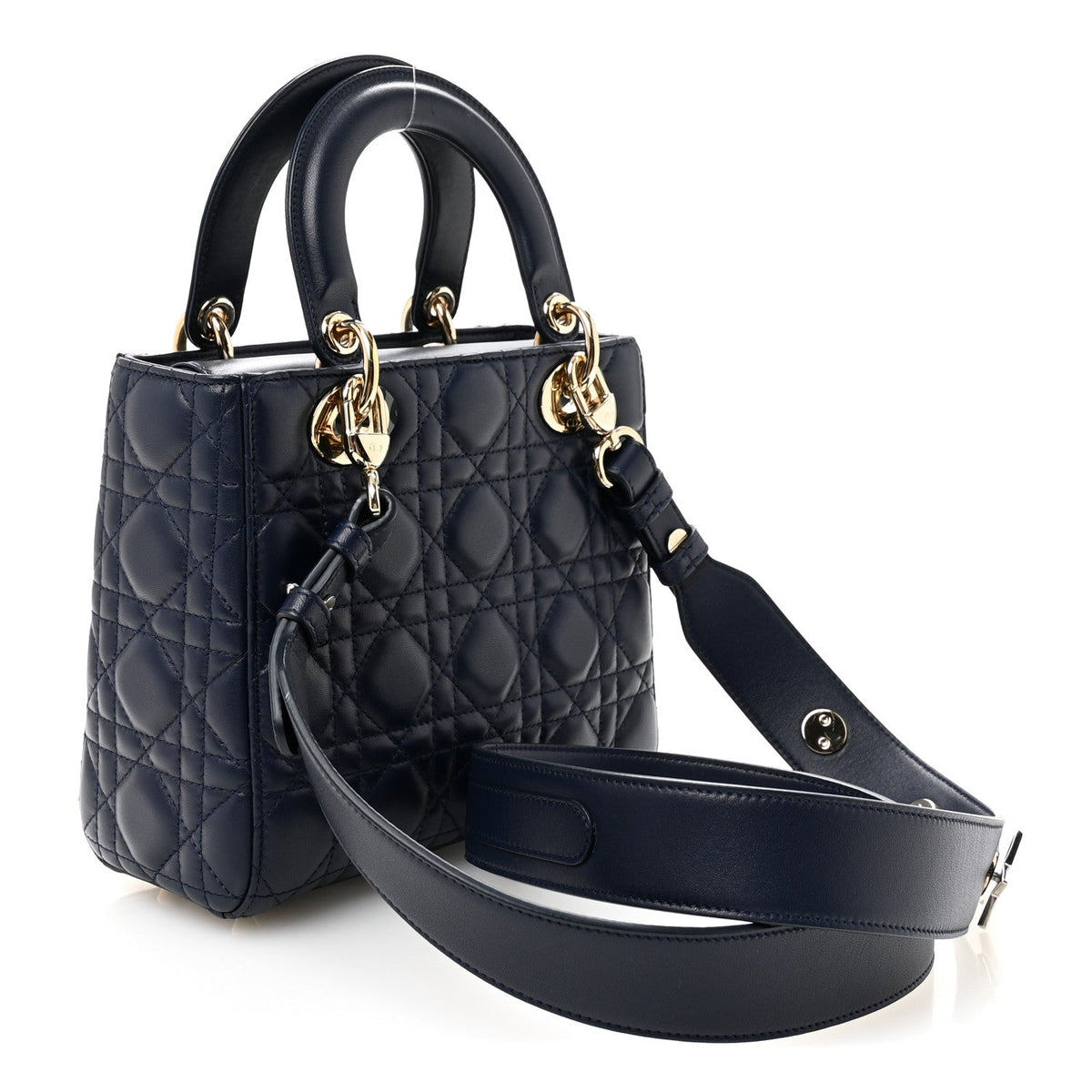 Lambskin Cannage Small Lucky Badges My Lady Dior Navy wholesalehk.shop