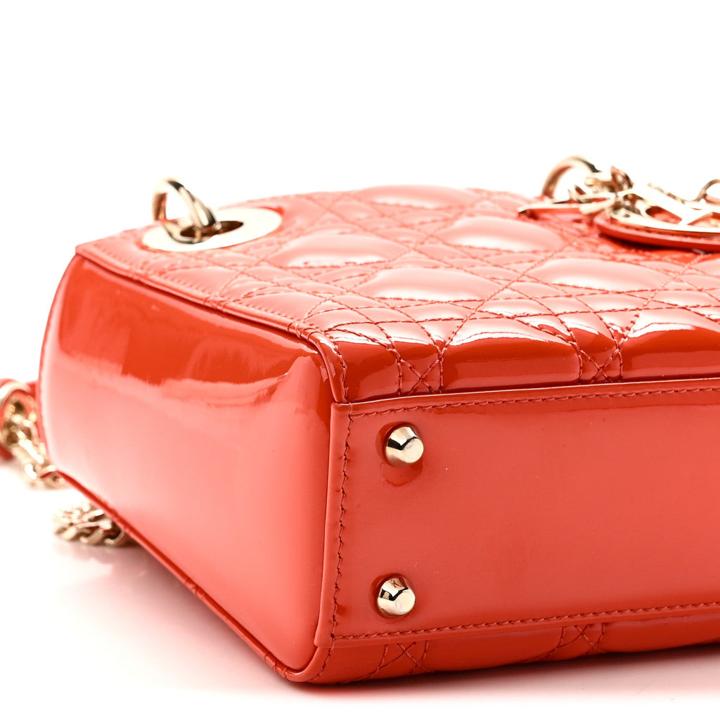 Patent Cannage Mini Lady Dior Orange wholesalehk.shop