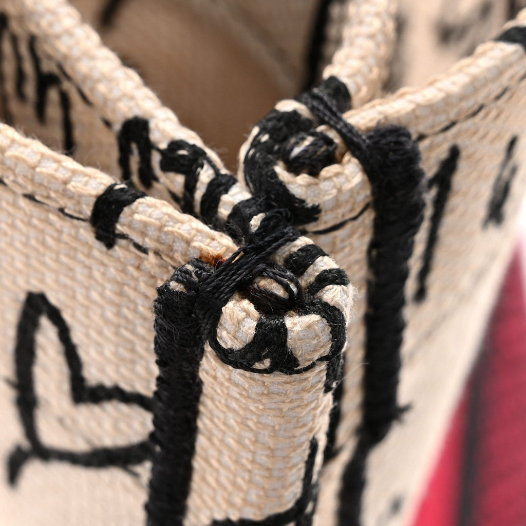 Canvas Embroidered Medium Dioramour Graffiti Book Tote Latte Multicolor £¨ Direct shipment via from wholesalehk.shop