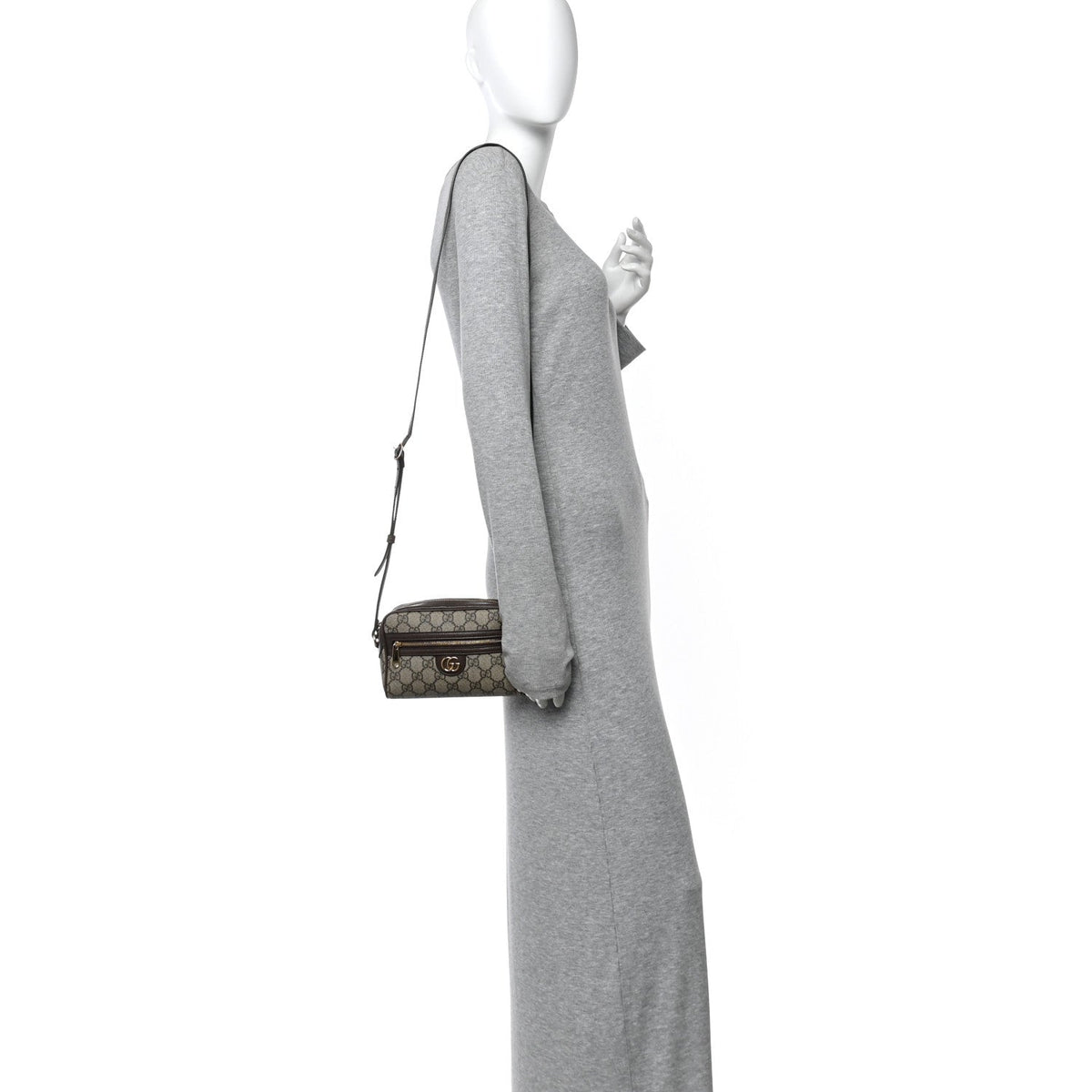 GG Supreme Monogram Textured Calfskin Super Mini Ophidia Shoulder Bag Beige Ebony New Acero wholesalehk.shop
