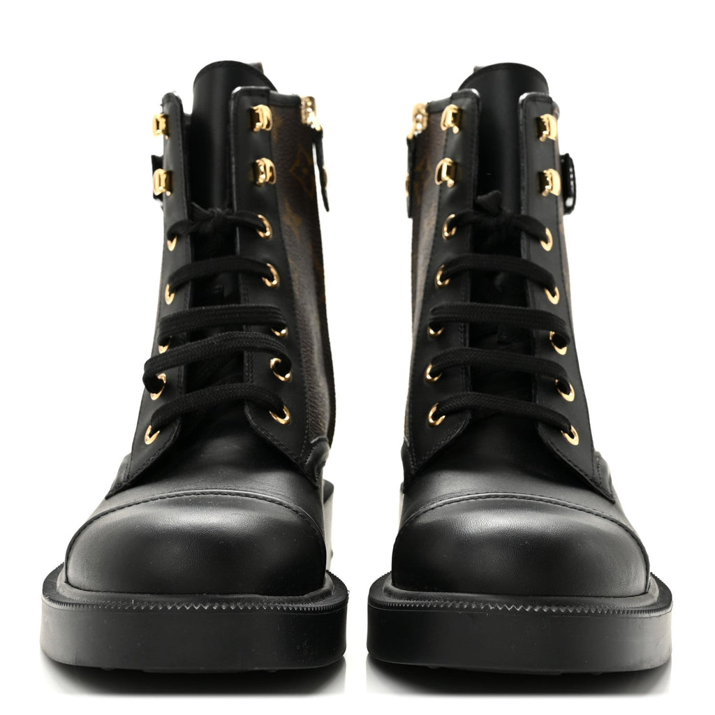 Calfskin Monogram Citizen Flat Ranger Boots 37.5 Cacao Brown Black £¨ Direct shipment via from wholesalehk.shop