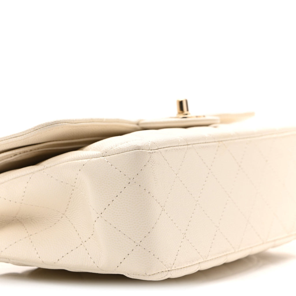 Caviar Quilted Medium Double Flap White wholesalehk.shop
