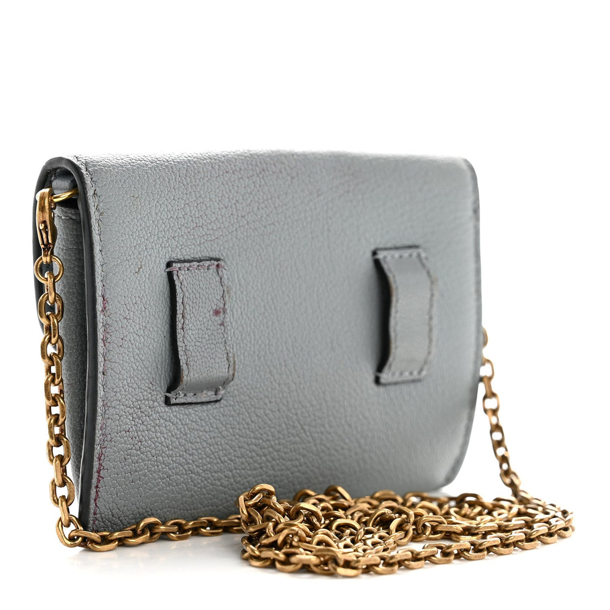Goatskin Nano Saddle Chain Pouch Blue wholesalehk.shop