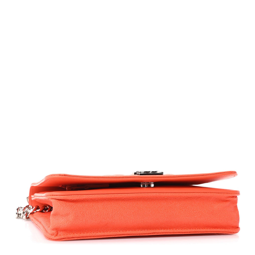 Caviar Quilted Boy Wallet On Chain WOC Orange wholesalehk.shop