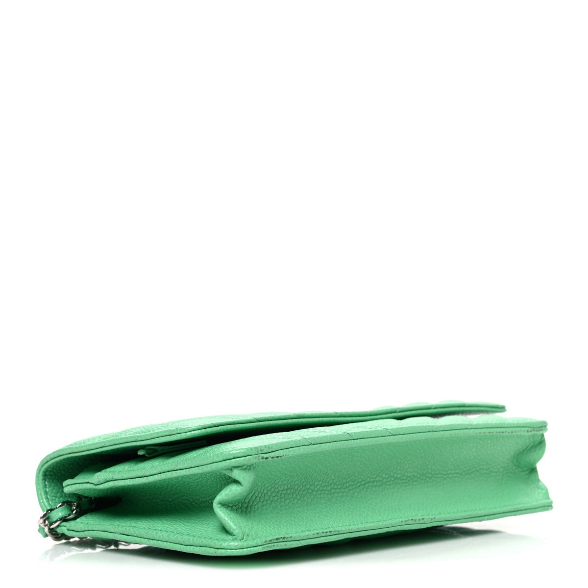 Caviar Chevron Quilted Wallet On Chain WOC Green wholesalehk.shop
