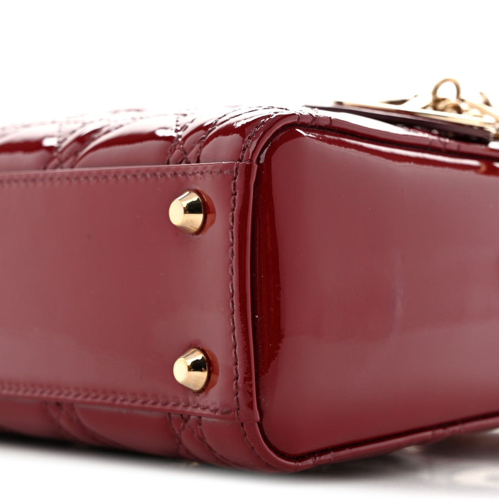 Patent Cannage Mini Lady Dior Red wholesalehk.shop