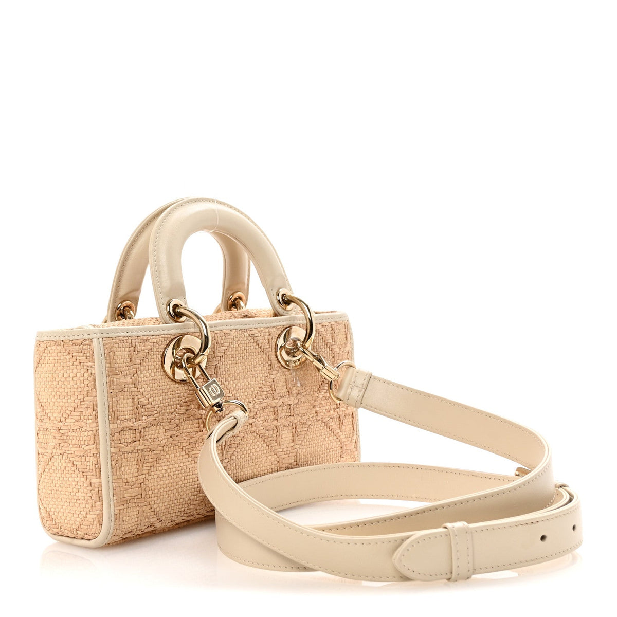 Raffia Macro Cannage Small Lady D-Joy Latte wholesalehk.shop