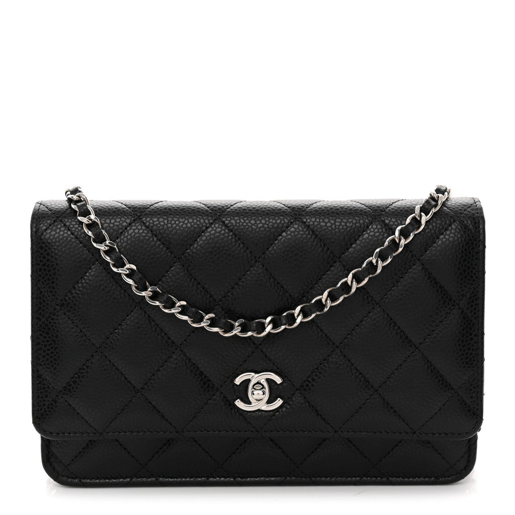 Caviar Quilted CC Turnlock Wallet On Chain WOC Black wholesalehk.shop