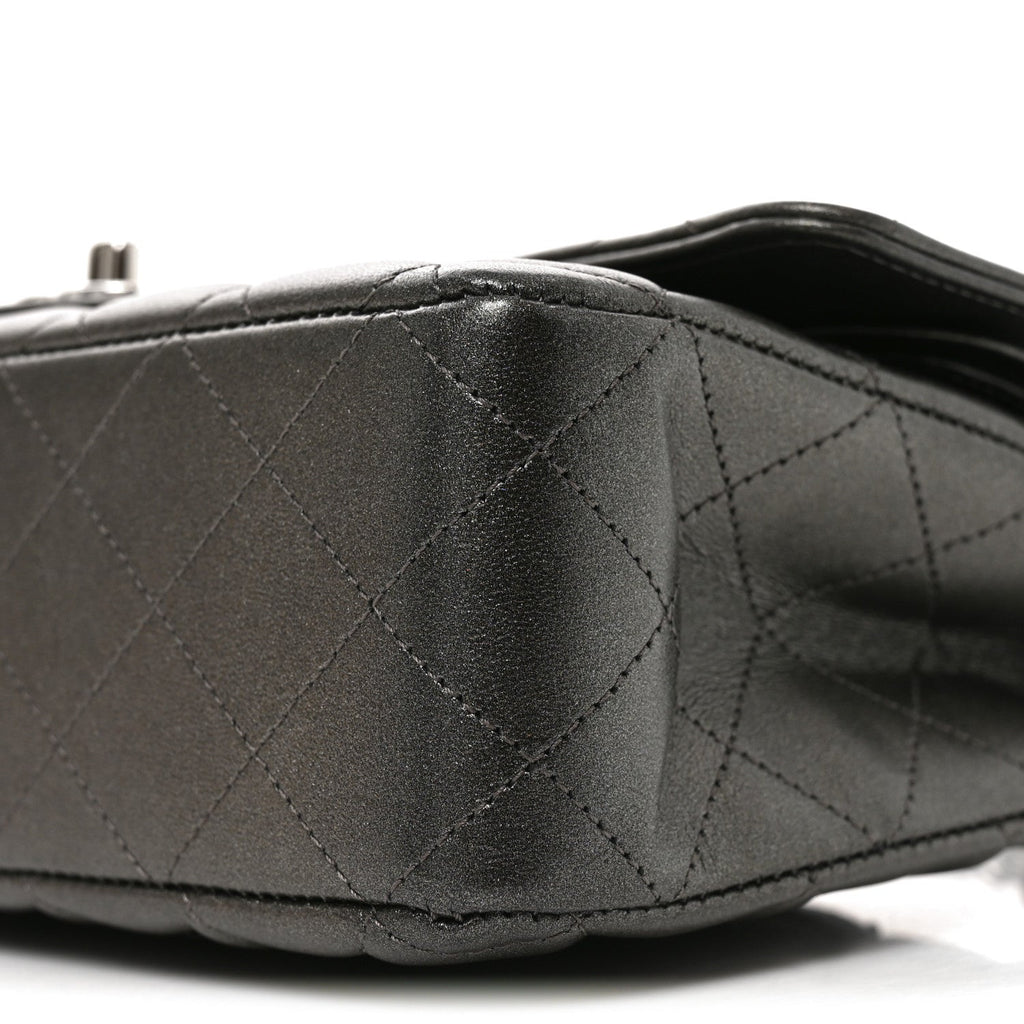 Metallic Lambskin Quilted Medium Double Flap Anthracite wholesalehk.shop
