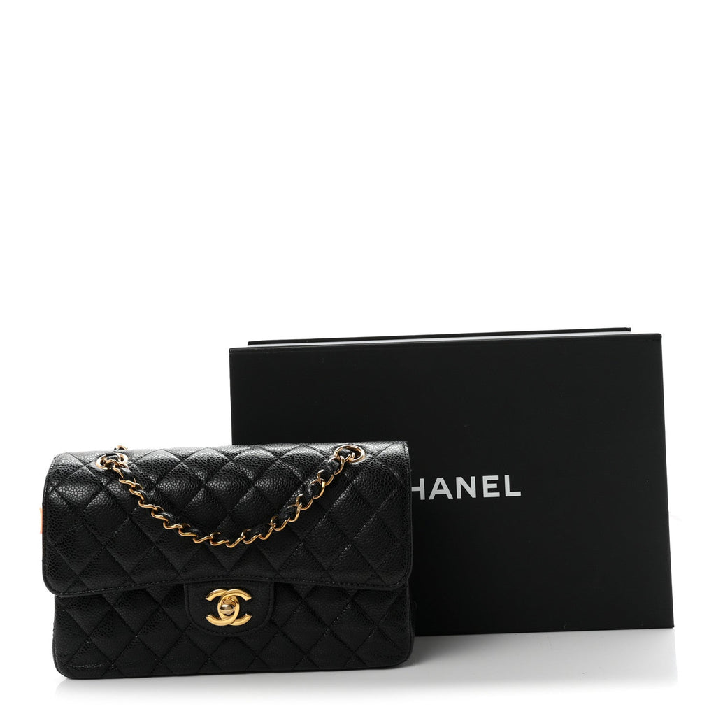 Caviar Quilted Small Double Flap Black wholesalehk.shop
