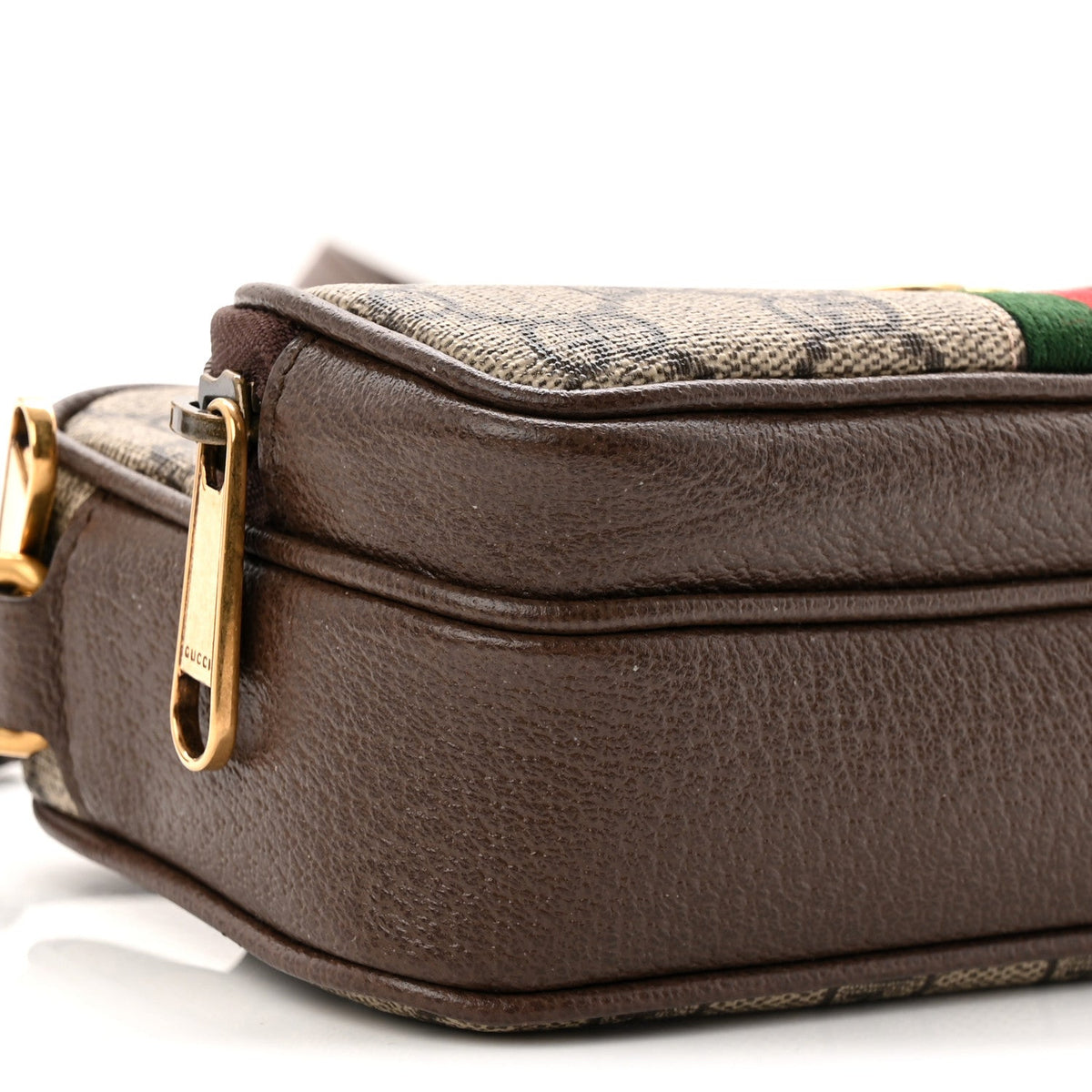 GG Supreme Monogram Textured Dollar Calfskin Web Mini Ophidia Convertible Shoulder Bag Beige Ebony New Acero wholesalehk.shop