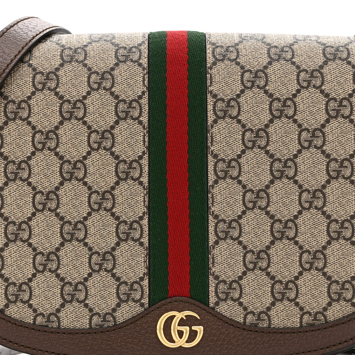 GG Supreme Monogram Web Small Ophidia Flap Messenger Bag Brown wholesalehk.shop
