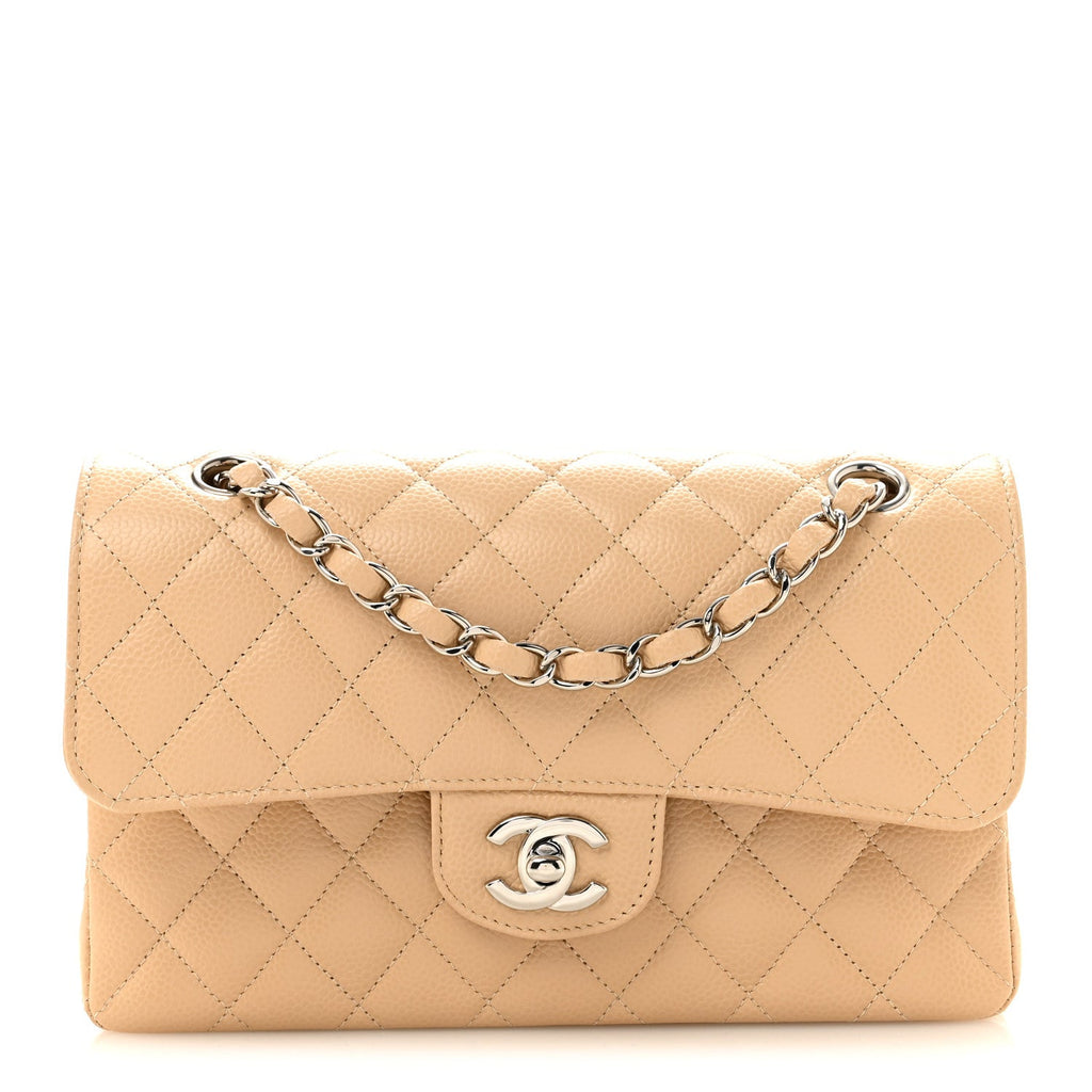 Caviar Quilted Small Double Flap Beige wholesalehk.shop