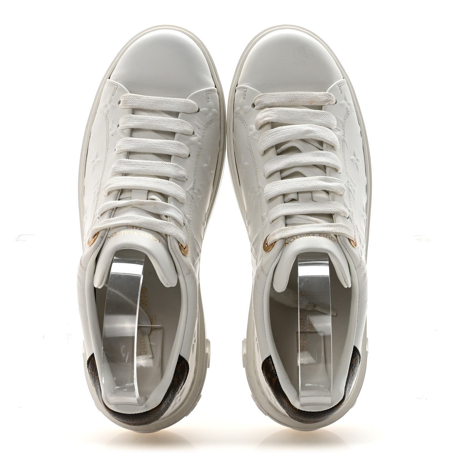 Lambskin Embossed Monogram Time Out Sneakers 40 White £¨ Direct shipment via from wholesalehk.shop