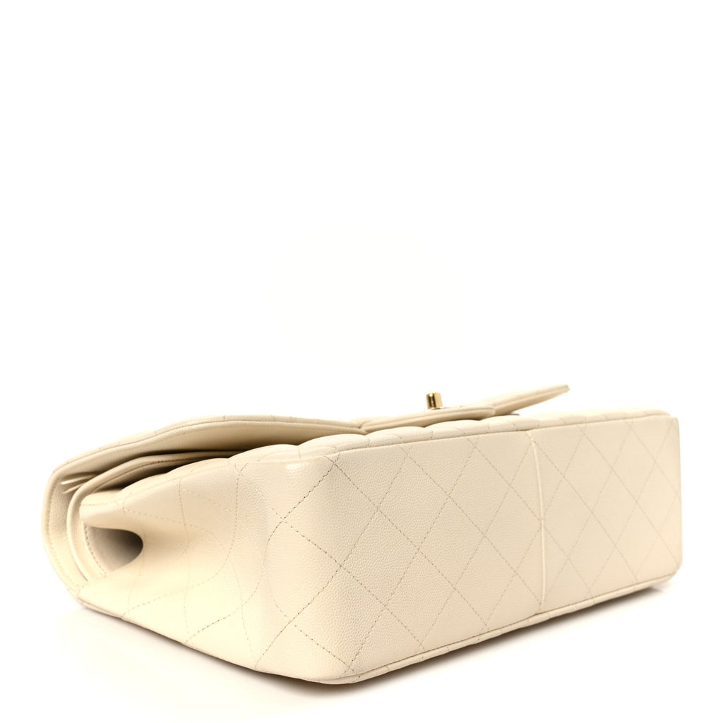 Caviar Quilted Jumbo Double Flap White wholesalehk.shop