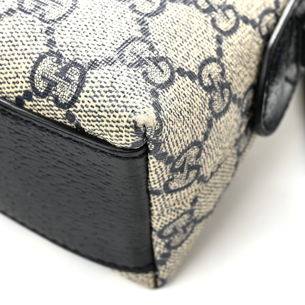 GG Supreme Monogram Textured Dollar Calfskin Web Small Ophidia Dome Shoulder Bag Beige Blue wholesalehk.shop