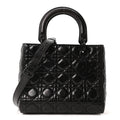Crinkled Calfskin Cannage Medium Lady Dior Black wholesalehk.shop
