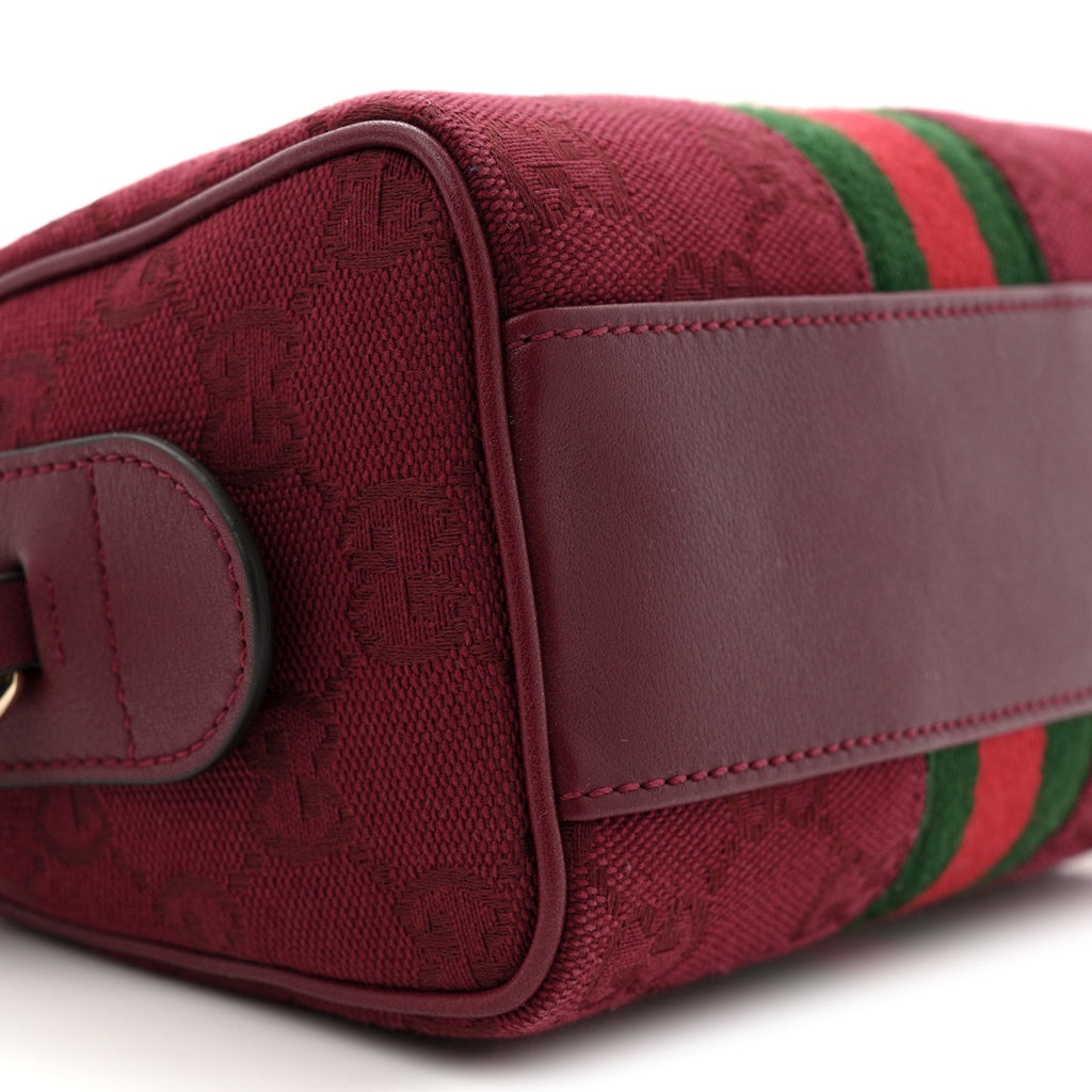 GG Supreme Monogram Textured Dollar Calfskin Web Super Mini Ophidia Top Handle Bowler Bag Rosso Ancora wholesalehk.shop
