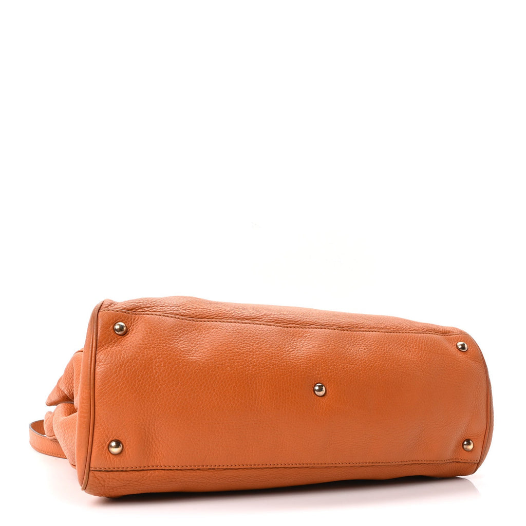 Cellarius Calfskin Large Bamboo Shopper Tote Orange wholesalehk.shop